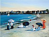 Sally Caldwell-fisher Canvas Paintings - Beach Umbrellas